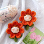 Giftwowo Handmade Rainbow Yarn Flower Dumpling Keychain – DIY Knitting Kit, Colorful Dopamine Style Wool Ball Bag Charm Gift