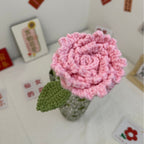 Giftwowo 1PC Hibiscus Handcrafted Yarn Flowers – Ready-to-Display Crochet Bouquet, DIY Handmade Mother's Day Gift