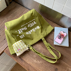 Giftwowo 1PC Red Shoulder Bag Casual Korean Canvas Tote Bag Wommen Shopping Bag Large Capacity College Style