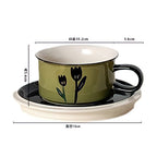 Giftwowo 1PC Ceramic Coffee Cups and Saucers Delicate Printing Afternoon Tea Drinkware Brekfast Cup Pastry Plate Gift
