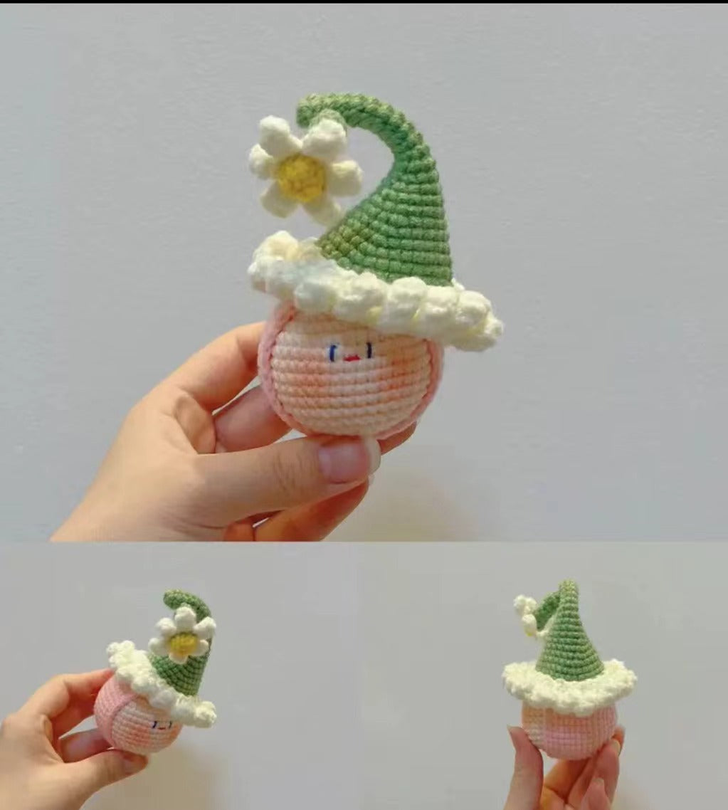 Giftwowo Finished Knitted Crochet Flower Pom-Pom Ornament, Handmade Unique Gift for Valentine's Day and Teacher's Day