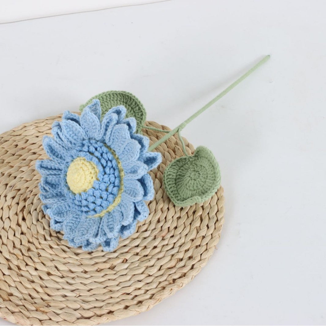 Giftwowo Handmade Single-Layer Sunflower Bouquet - Light Green Yarn Sunflower, Perfect Gift for Any Occasion