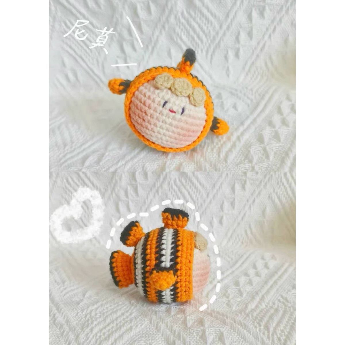 Giftwowo Pom-Pom Yarn Crochet Doll, Handmade Cute and Unique Accessory, DIY Adorable Ornament