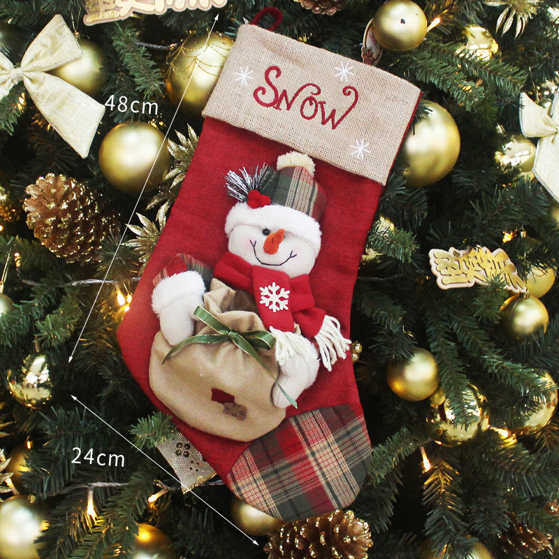 1PC Christmax Stocking Large Plush Socks Gift Socks Candy Socks Christmas Eve Bag Xmas Decorations