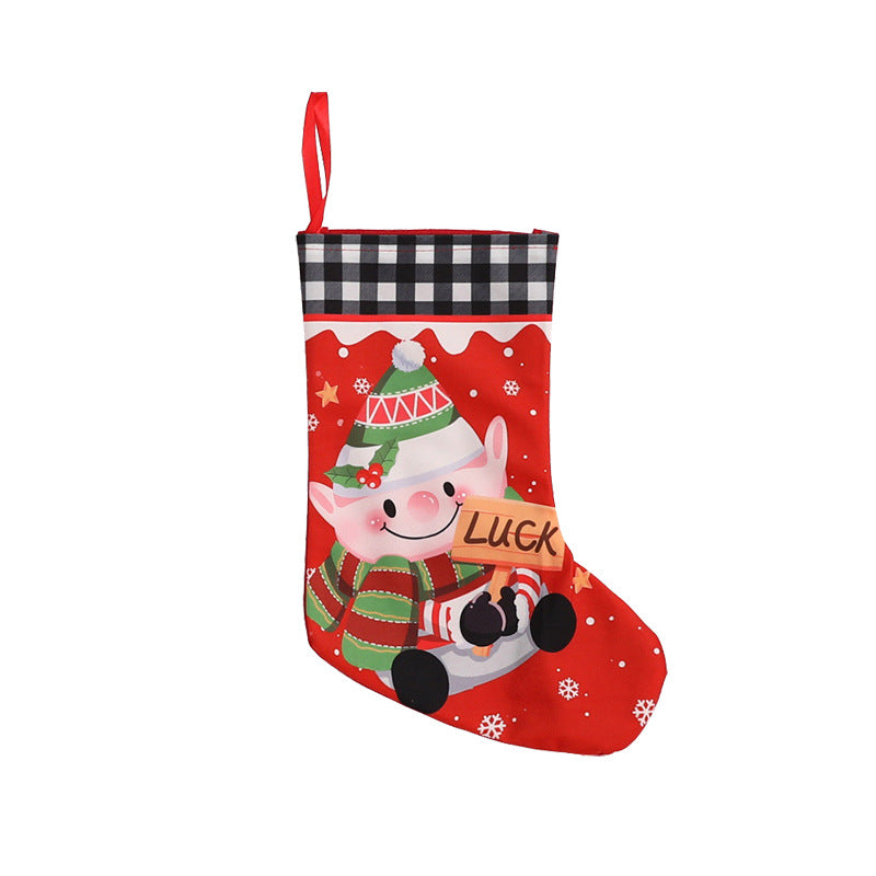 Giftwowo 1PC Cloth Christmas Stockings Multicolor Large Capacity Xmas Decorations Bag Durable DIY Red Fireplace Hanging