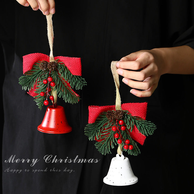 Giftwowo 1PC Christmas Bell Bow Ornament – Festive Christmas Decoration, Pinecone & Bell, Atmosphere Gift