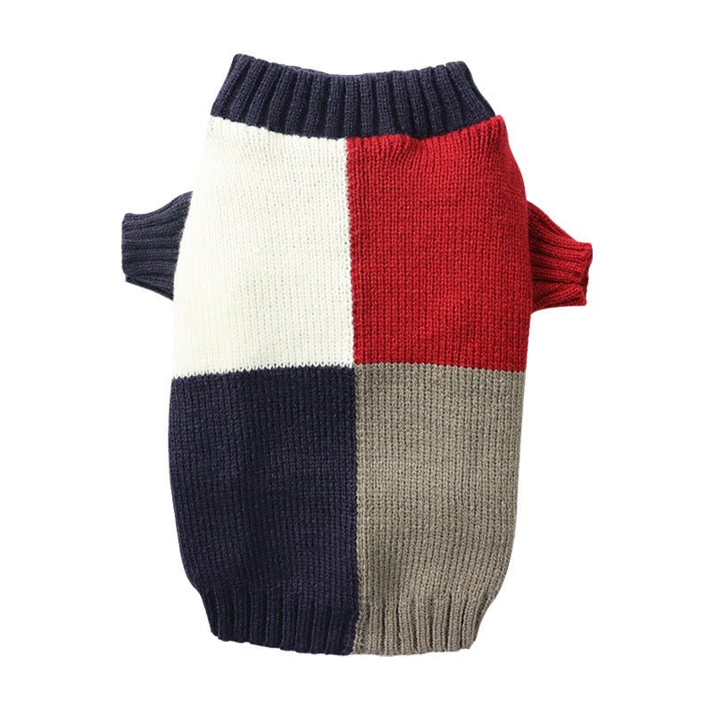 Giftwowo Pet Dog Clothes Autumn and Winter New, Knitted Yarn Color Block Sweater, Casual and Warm Pullover for Cute Pets