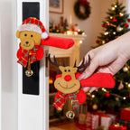 Giftwowo 1PC Christmas Decor – Cartoon Santa with Bells Door Handle Cover, Anti-collision & Anti-static Protector for Room Handles