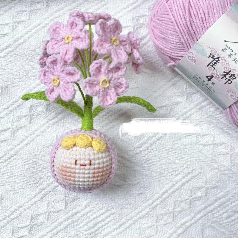 Giftwowo Knitted Flower Bouquet Pom-Pom Ornament, Handmade Yarn Crochet Doll, Cute and Unique Gift