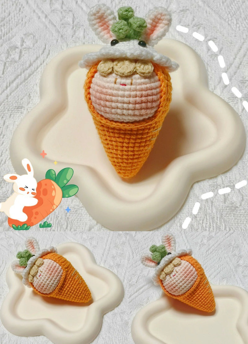 Giftwowo Handmade Yarn Crochet Pom-Pom Doll, Finished Soft and Cute DIY Keychain, Personalized Accessories, Adorable Plush Figurine