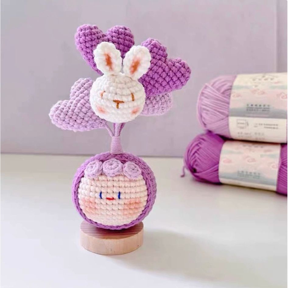 Giftwowo Handmade Yarn Flower Bouquet Dumpling Decoration – Finished DIY Crochet Gift for Teachers, Holiday Gift Idea