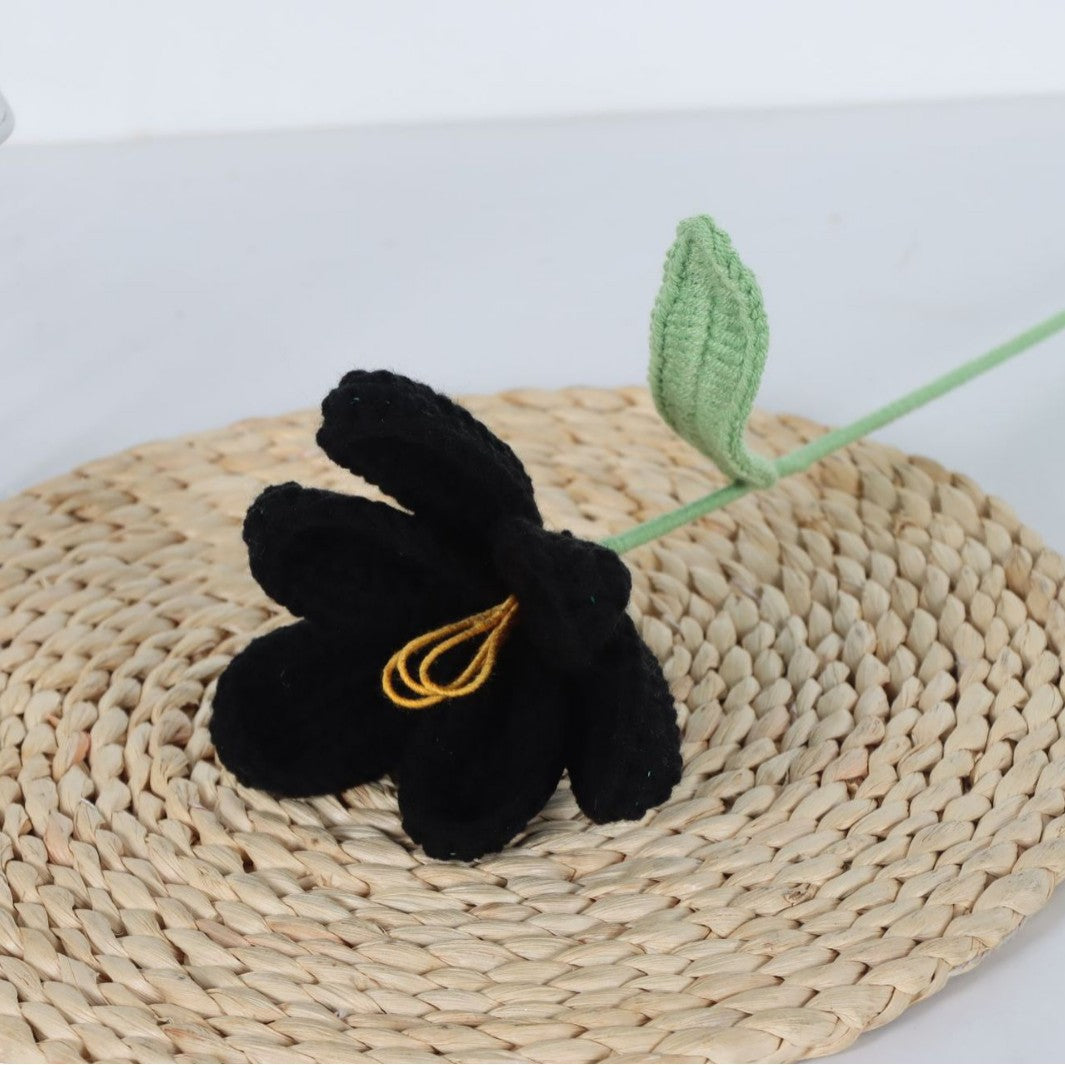 Giftwowo Handmade Crochet Yarn Tulip - Artificial Everlasting Flower, Open & Closed Blooming Yarn Tulips