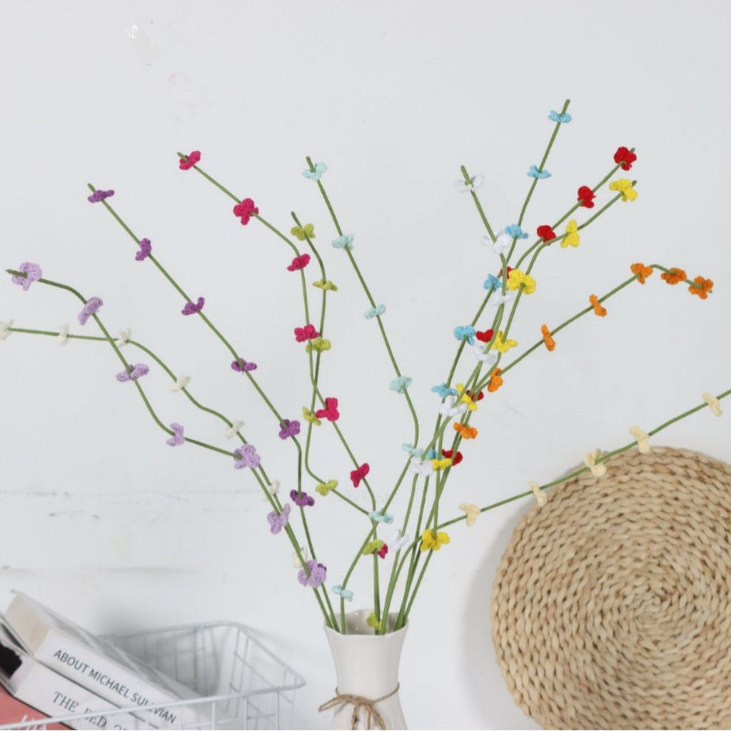 Giftwowo 1PC Handcrafted Yarn Flowers – Ready-to-Display Milium Faux Flowers, Crochet Floral Arrangement for Home Décor, Creative Gift