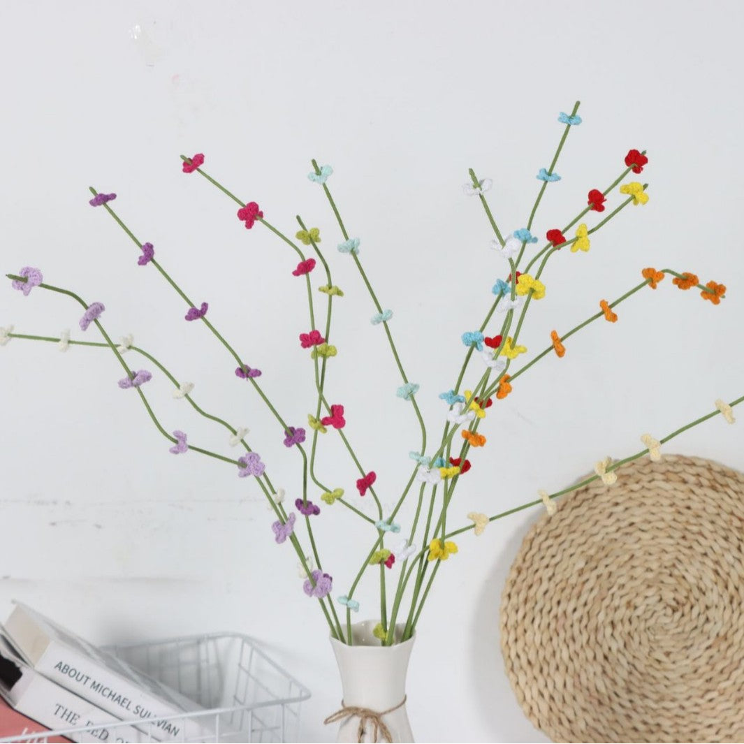 Giftwowo 1PC Handcrafted Yarn Flowers – Ready-to-Display Milium Faux Flowers, Crochet Floral Arrangement for Home Décor, Creative Gift