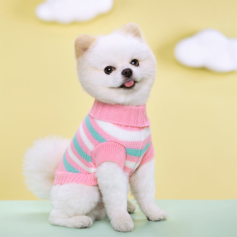 Giftwowo New Pet Clothing, Multi-Color Knitted Dog Sweater, Warm Two-Legged Casual Outfit for Fall & Winter