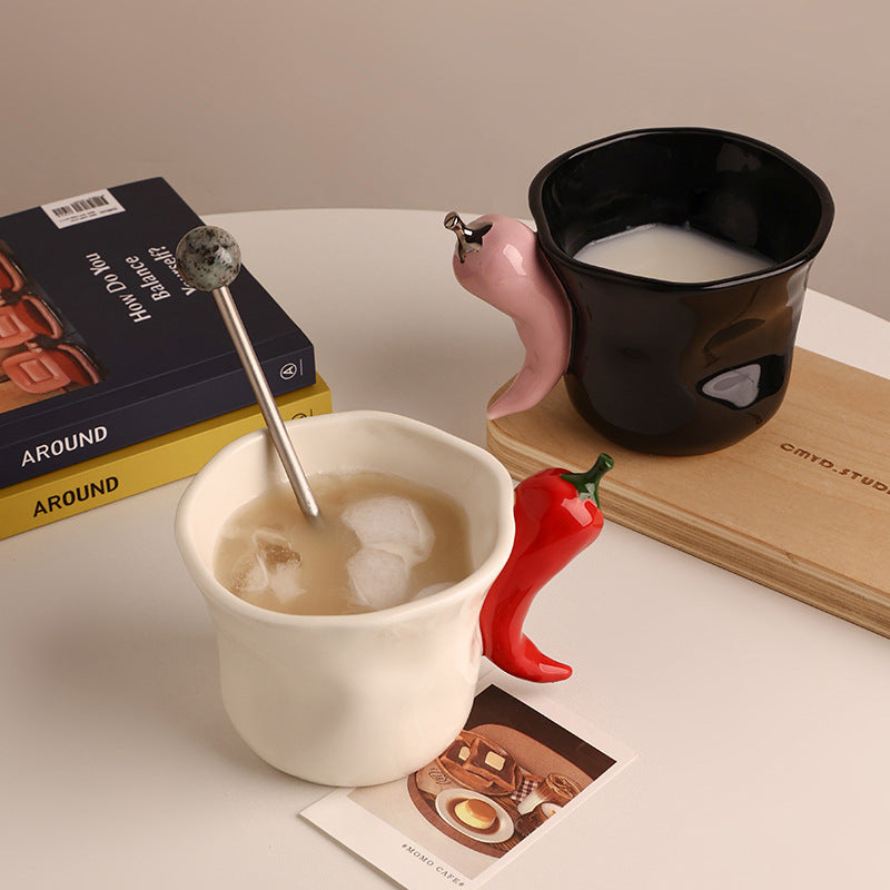 Giftwowo 1PC Creative Stereo Pepper Ceramic Coffee Cup Cartoon Fun Pepper Porcelain Teacap Gift Mug