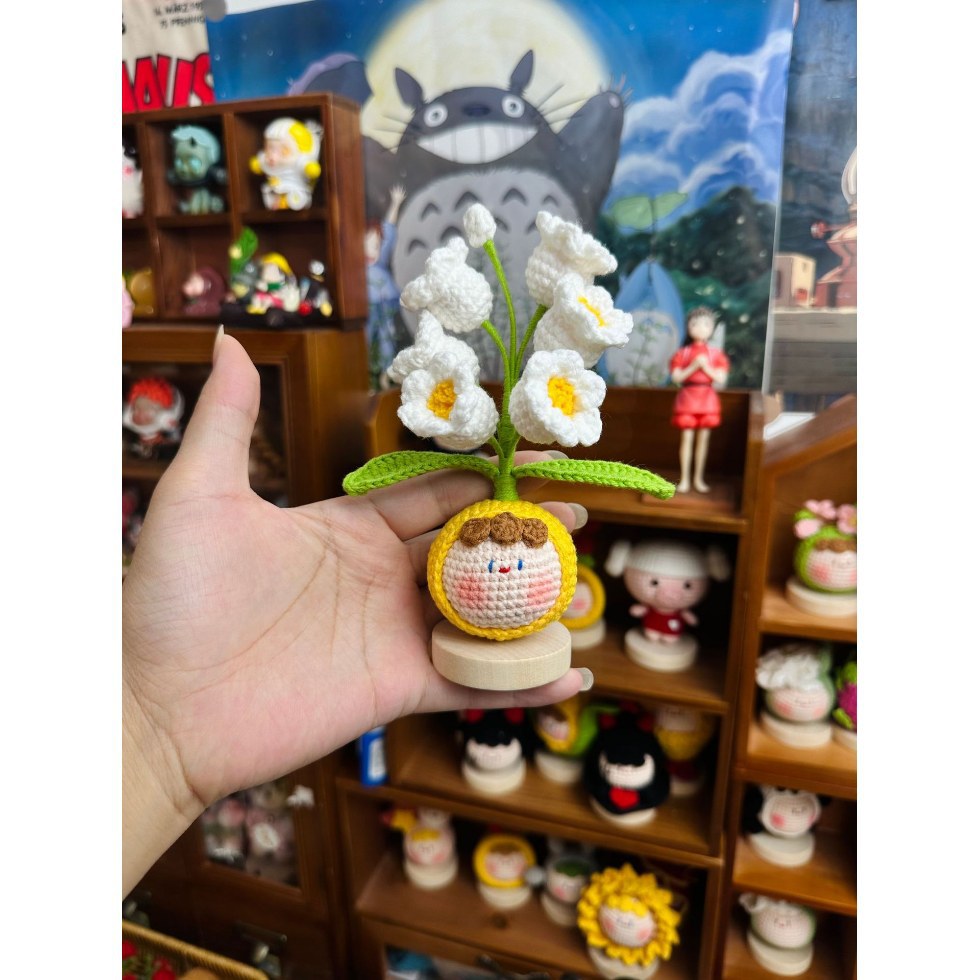 Giftwowo Handmade Yarn Flower Bouquet Dumpling Decoration – Finished DIY Crochet Gift for Teachers, Holiday Gift Idea