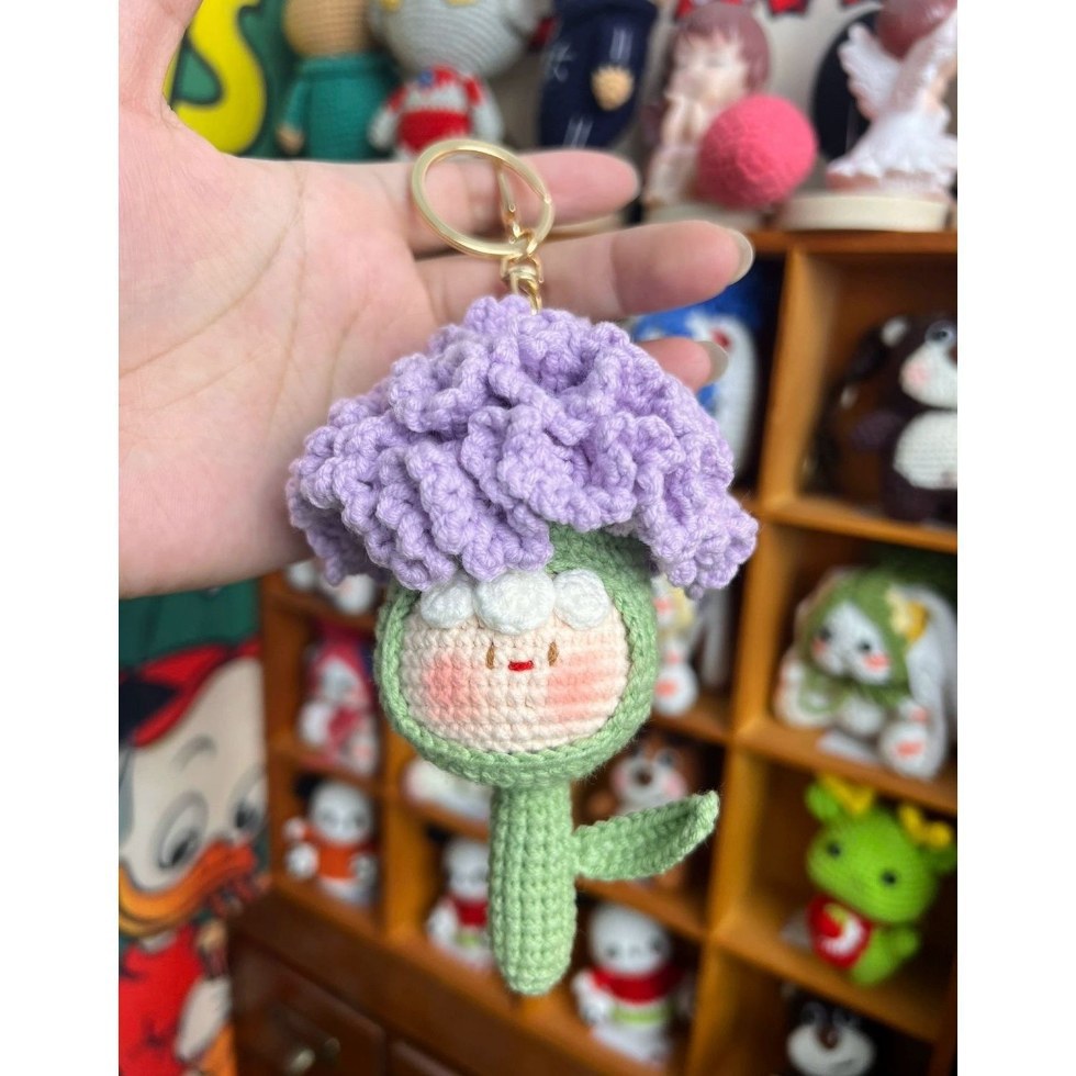 Giftwowo Handmade Yarn Flower Bouquet Dumpling Decoration – Finished DIY Crochet Gift for Teachers, Holiday Gift Idea