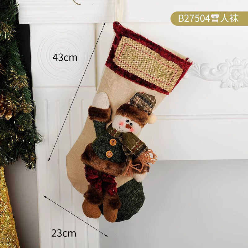 1PC Christmax Stocking Large Plush Socks Gift Socks Candy Socks Christmas Eve Bag Xmas Decorations