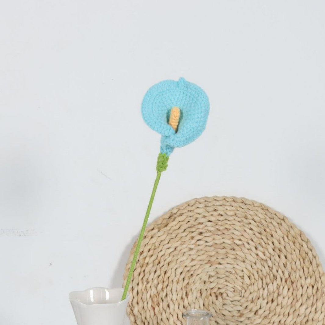 Giftwowo Handmade Crochet Calla Lily Yarn Flower - Faux Yarn Eternal Flower for Home Decor, Handcrafted Calla Lily Crochet Art