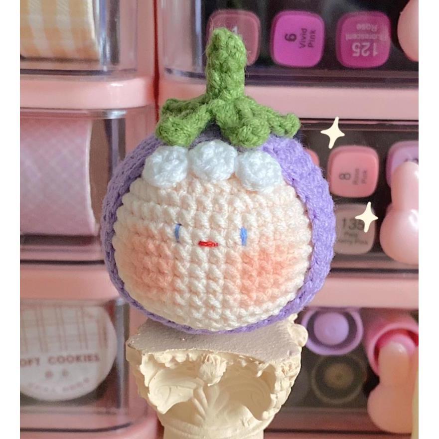 Giftwowo Handmade Yarn Crochet Pom-Pom Collection, 3D Bag Pendant & Keychain, Trendy Doll Accessories