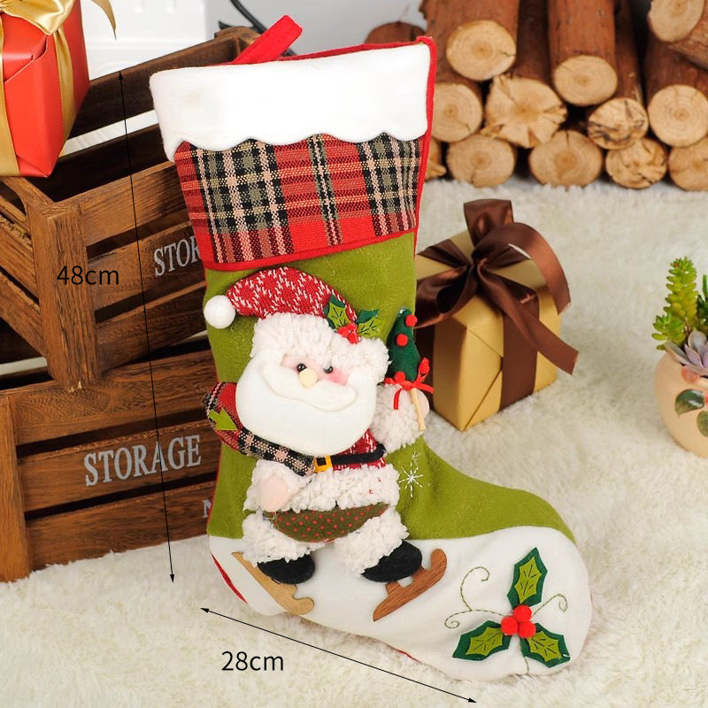 1PC Christmax Stocking Large Plush Socks Gift Socks Candy Socks Christmas Eve Bag Xmas Decorations