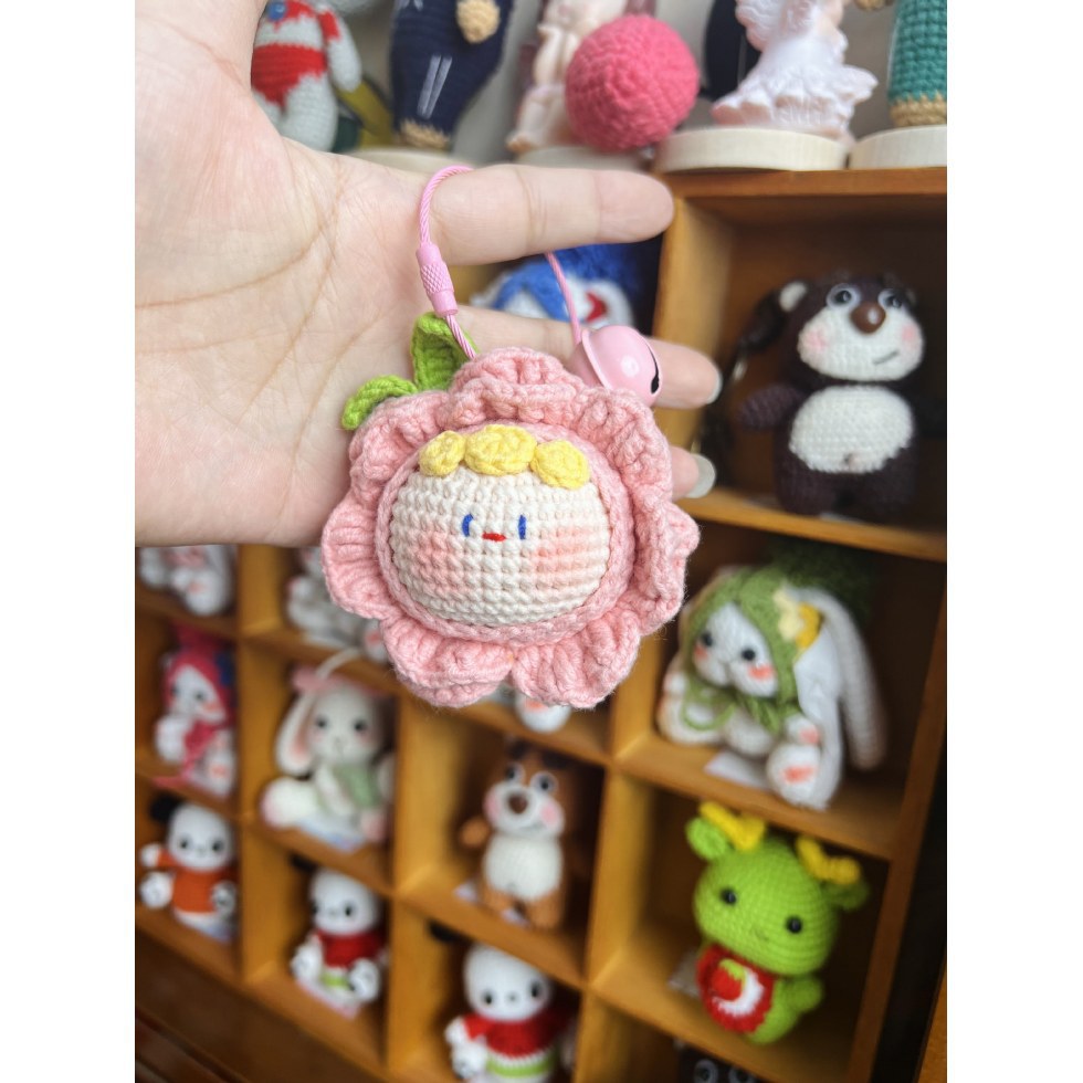 Giftwowo Handmade Yarn Flower Bouquet Dumpling Decoration – Finished DIY Crochet Gift for Teachers, Holiday Gift Idea