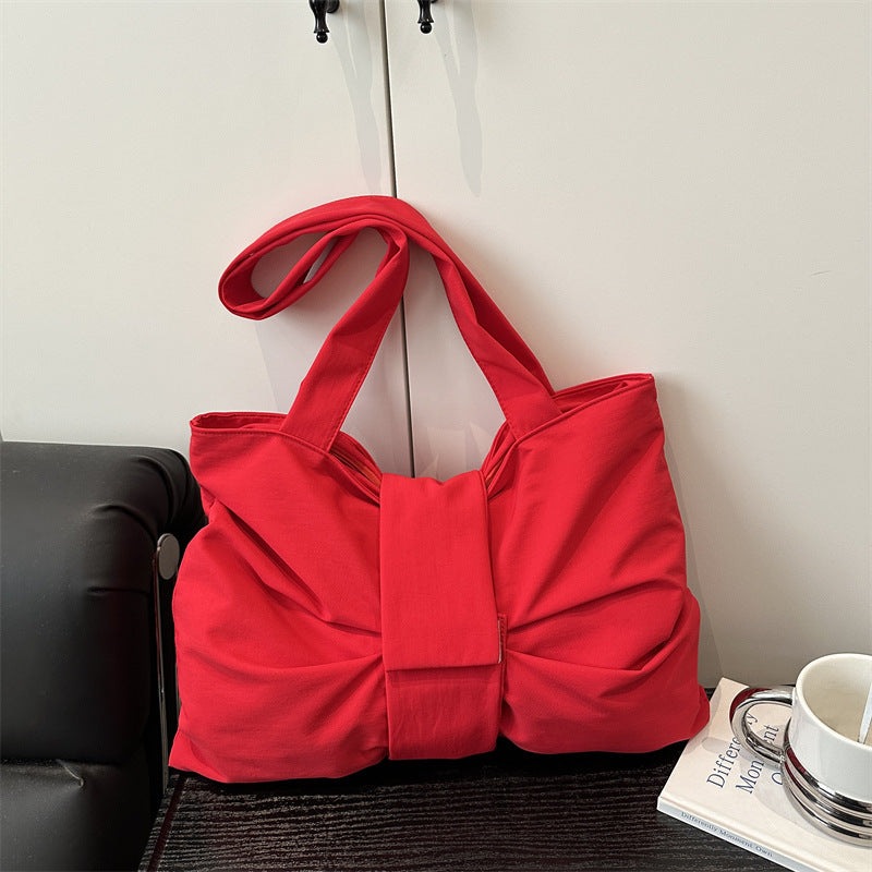 Giftwowo Korean Style Personalized Bowknot Tote Bag, Large Capacity Crossbody Shoulder Bag, Canvas Backpack for College Students