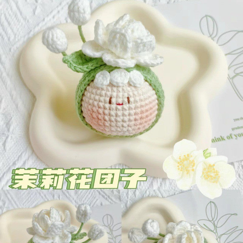 Giftwowo Knitted Flower Bouquet Pom-Pom Ornament, Handmade Yarn Crochet Doll, Cute and Unique Gift