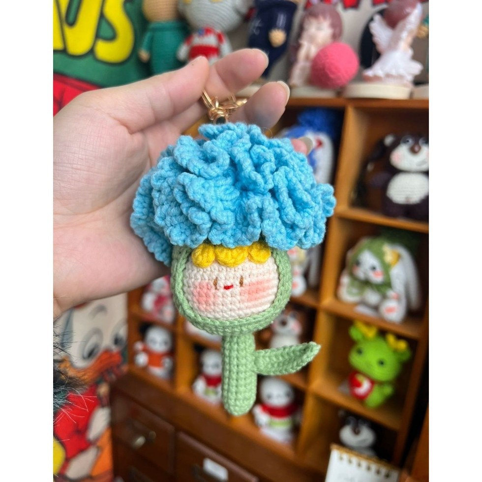 Giftwowo Handmade Yarn Flower Bouquet Dumpling Decoration – Finished DIY Crochet Gift for Teachers, Holiday Gift Idea