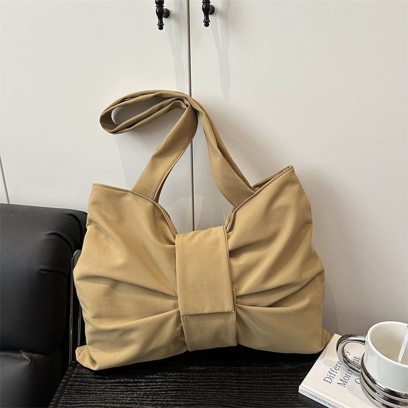 Giftwowo Korean Style Personalized Bowknot Tote Bag, Large Capacity Crossbody Shoulder Bag, Canvas Backpack for College Students