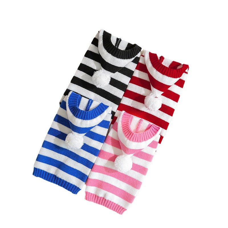 Giftwowo Pet Sweater for Spring Autumn and Winter, Christmas Striped Hooded Knitted Sweater for Small and Medium Dogs