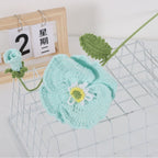 Giftwowo 1PC Handcrafted Yarn Flower Bouquet – Crochet Faux Flower Arrangement with Skirt Edging, Ready-to-Display Yarn Flowers