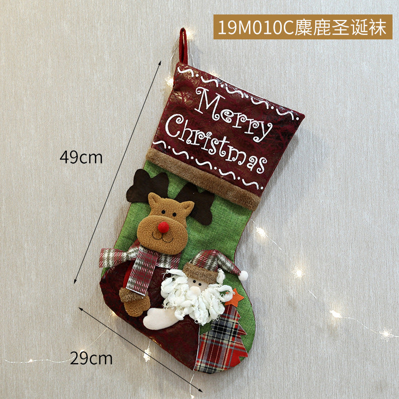 1PC Christmax Stocking Large Plush Socks Gift Socks Candy Socks Christmas Eve Bag Xmas Decorations