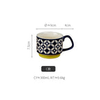 Giftwowo 1PC Retro INS Ceramic Drip Coffee Mug – Stackable Printed Creative Couples Mug, Breakfast & Milk Cup