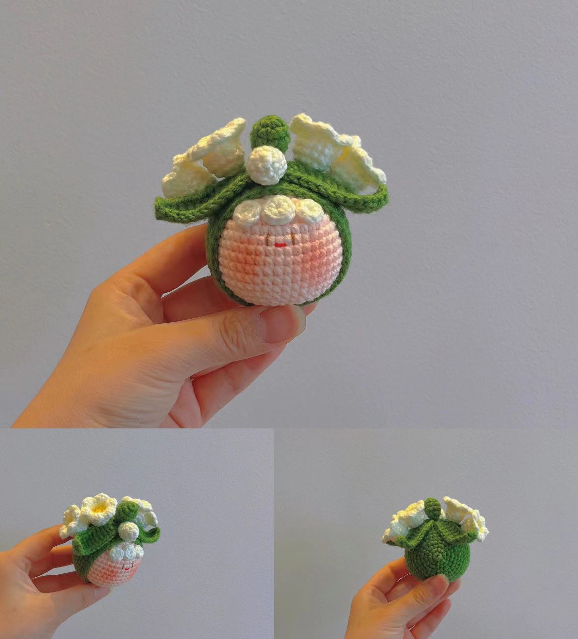 Giftwowo Finished Knitted Crochet Flower Pom-Pom Ornament, Handmade Unique Gift for Valentine's Day and Teacher's Day