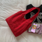 Giftwowo 1PC Large Capacity Embroidered Shoulder Bag – Fashionable & Versatile Canvas Tote, Underarm Bag for Students & Class