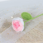 Giftwowo 1PC Finished Knitting Crochet, Rose Flowers Wedding Bridal Artificial Flowers Valentine's Day Gift Birthday Party Home Table Decor