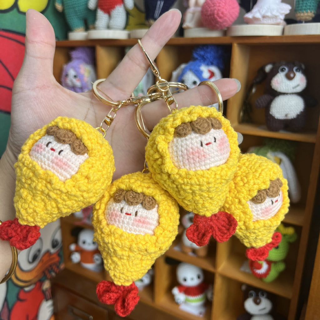 Giftwowo Handmade Yarn Crochet Pom-Pom Keychain, Bag Pendant, Creative Gift Series, Unique Handmade Accessories