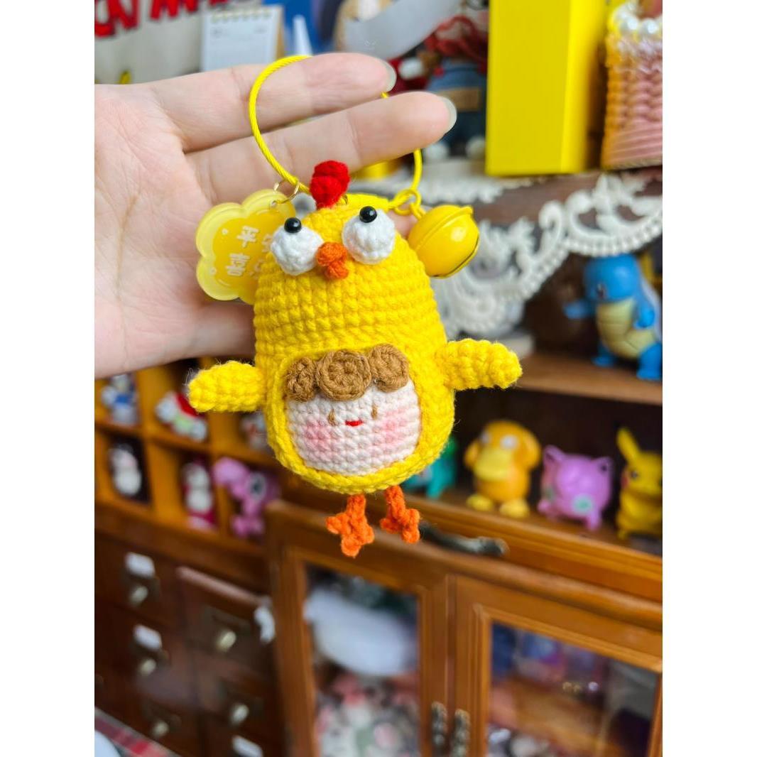 Giftwowo Handmade Yarn Crochet Pom-Pom Collection, 3D Bag Pendant & Keychain, Trendy Doll Accessories