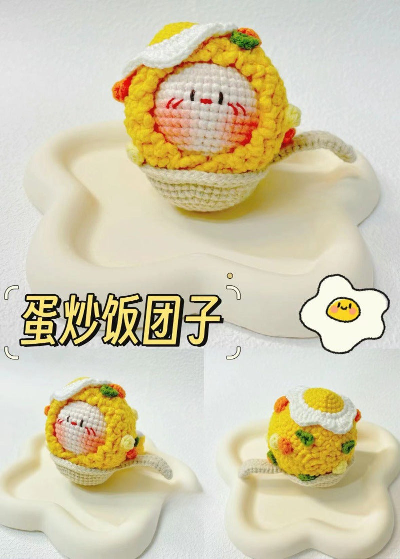 Giftwowo Handmade Yarn Crochet Pom-Pom Doll, Finished Soft and Cute DIY Keychain, Personalized Accessories, Adorable Plush Figurine