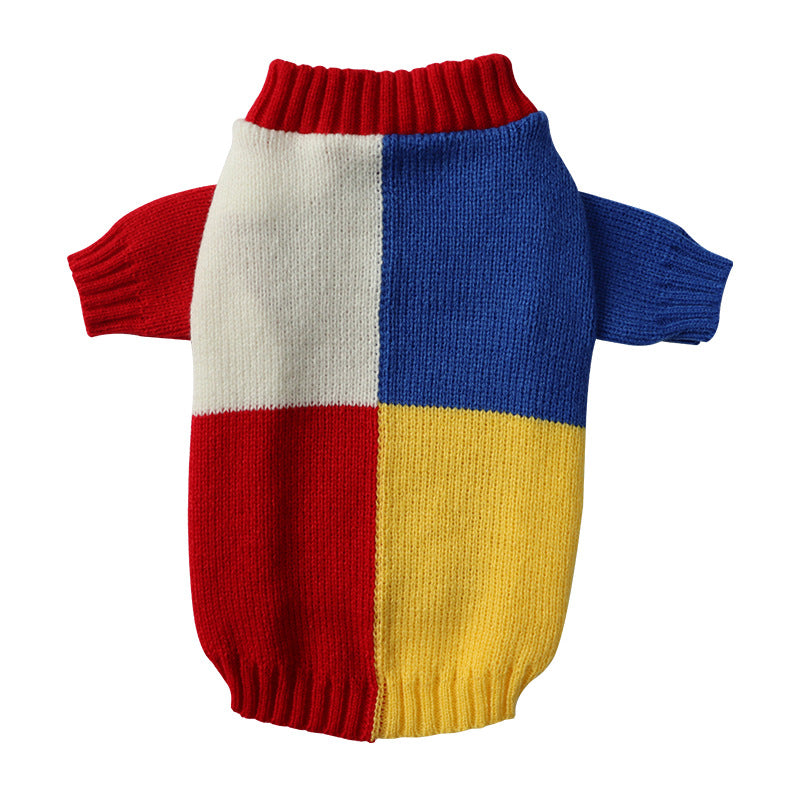 Giftwowo Pet Dog Clothes Autumn and Winter New, Knitted Yarn Color Block Sweater, Casual and Warm Pullover for Cute Pets