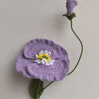 Giftwowo 1PC Handcrafted Yarn Flower Bouquet – Crochet Faux Flower Arrangement with Skirt Edging, Ready-to-Display Yarn Flowers