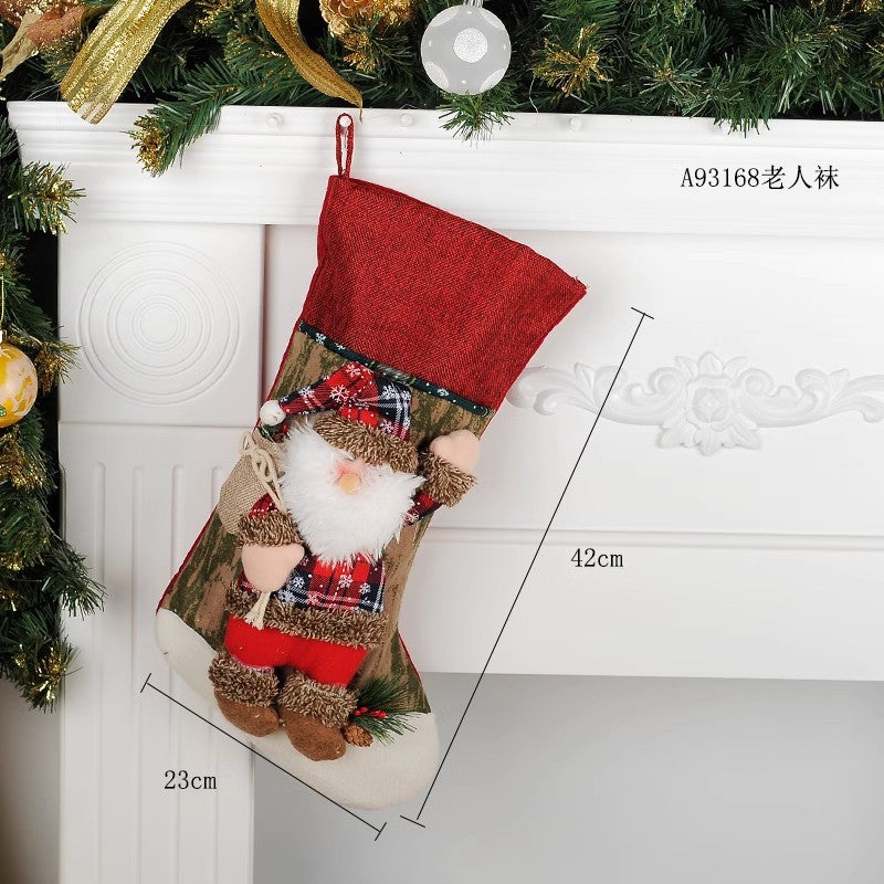1PC Christmax Stocking Large Plush Socks Gift Socks Candy Socks Christmas Eve Bag Xmas Decorations