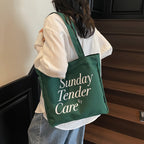 Giftwowo 1PC Letter Print Shoulder Bag – Large Capacity Canvas Tote, Women's Simple & Stylish Bag for Commuting, Shopping & Outdoor
