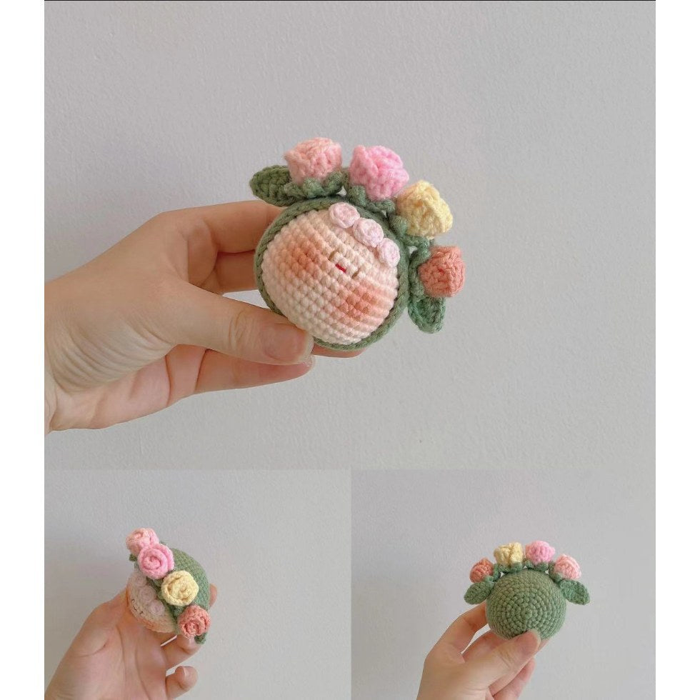 Giftwowo Handmade Yarn Flower Bouquet Dumpling Decoration – Finished DIY Crochet Gift for Teachers, Holiday Gift Idea
