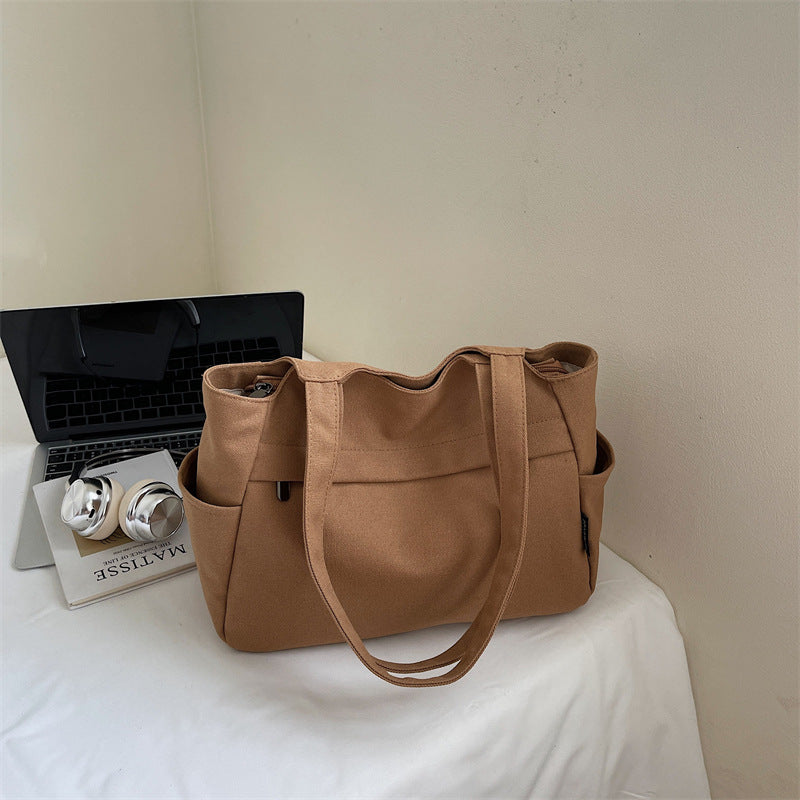 Giftwowo 1PC Canvas Bag for Women, Versatile Casual Tote Bag, Large Capacity Commuter Shoulder Handbag for Students, Classroom Tote