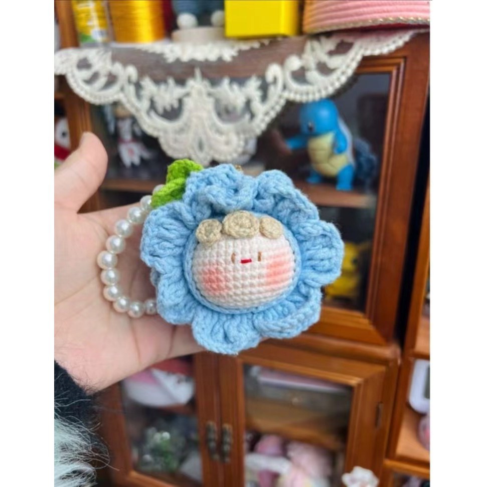 Giftwowo Handmade Yarn Flower Bouquet Dumpling Decoration – Finished DIY Crochet Gift for Teachers, Holiday Gift Idea