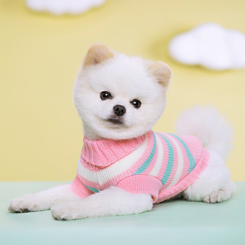 Giftwowo New Spring Autumn and Winter Multicolor Knitted Sweater Pet Clothes, Dog Outfit, Two-Legged Warm Casual Apparel