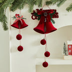 Giftwowo 1PC Christmas Ball Velet Red Bell Hanging Ornaments Xmas Tree Christmas Decorations for Home New Year Party Gift